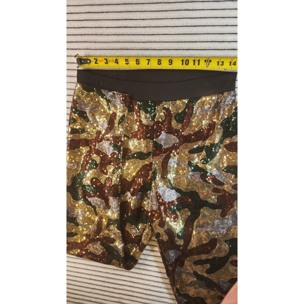 Party Sequin Joggers Camo Fairy Elf SEXY Punk Pants Green y2k 28 29 Christmas - Picture 4 of 8